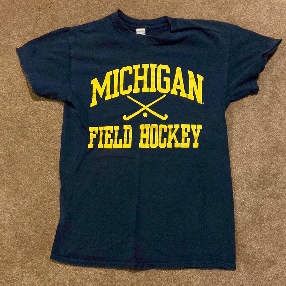 Navy blue, Michigan field hockey shirt for small teen girl or a boy